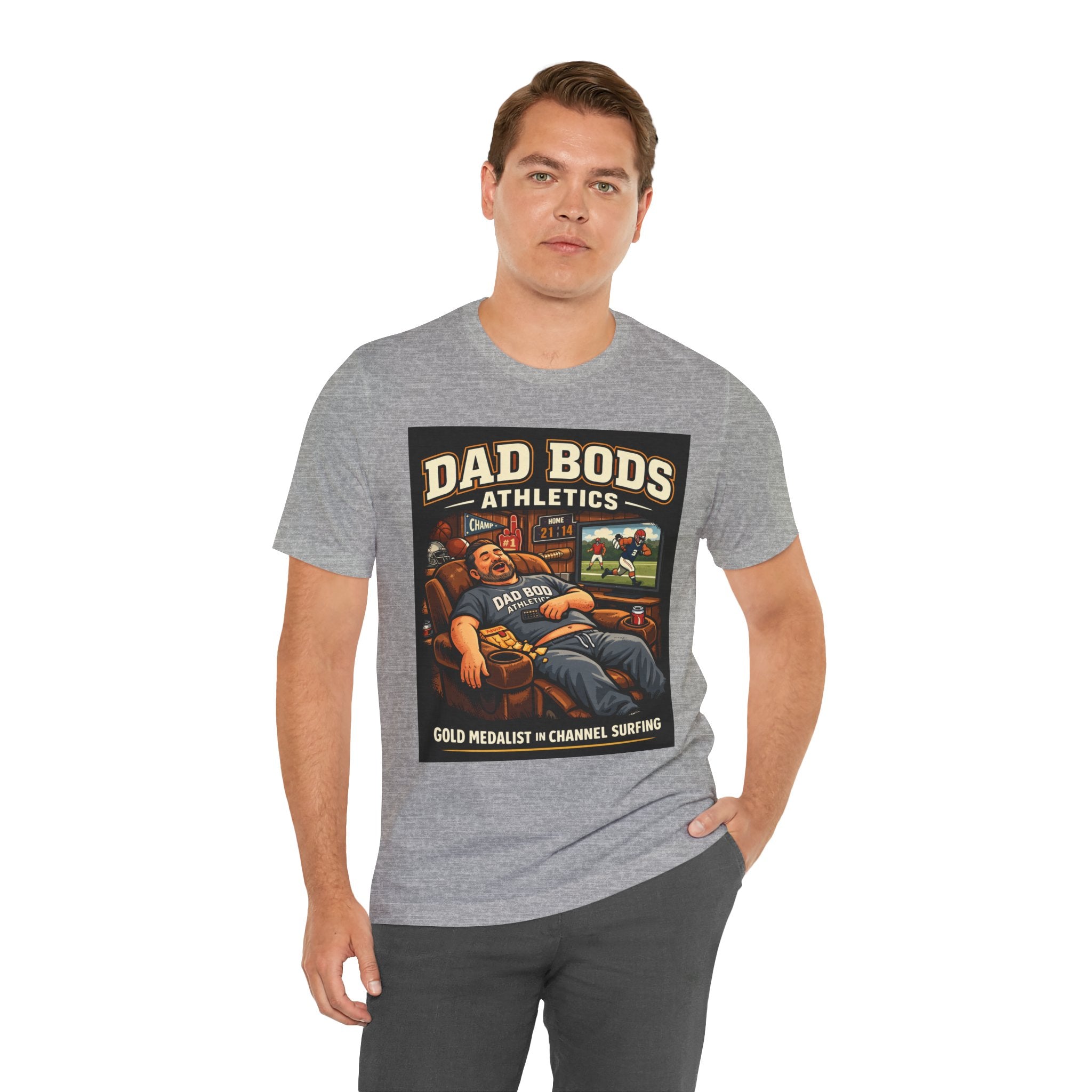 Funny Dad Shirt | Gold Medalist in Channel Surfing | Dad Bods Athletics | Father's Day Gift