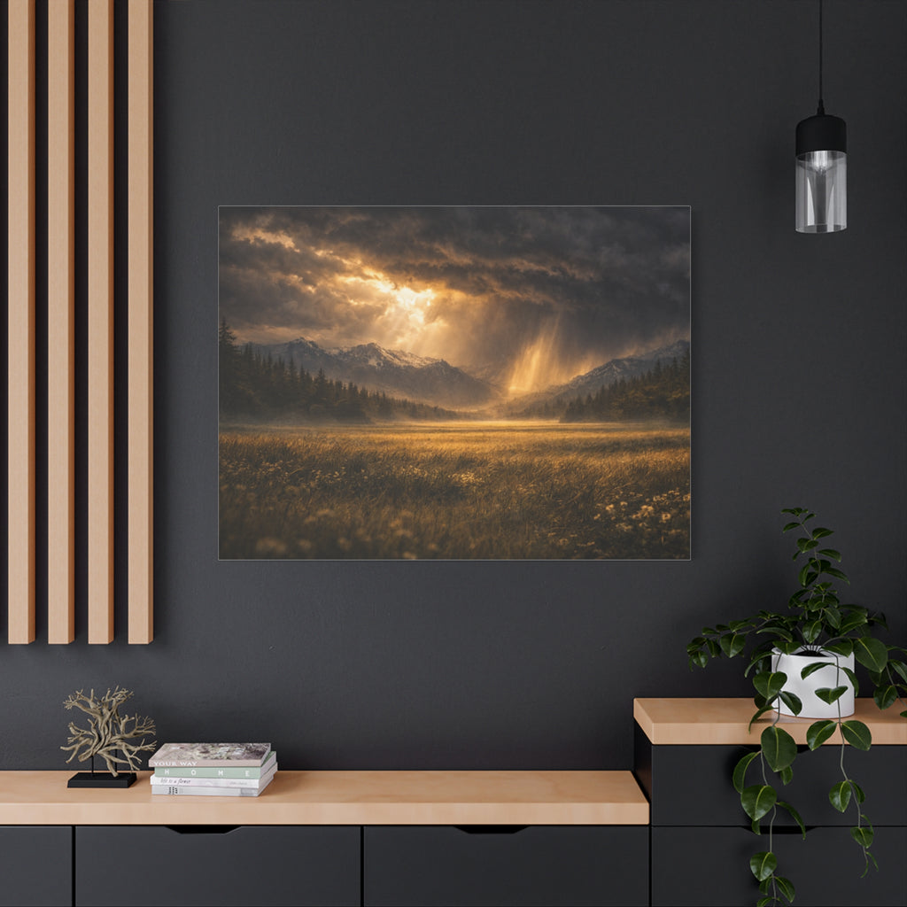 Stormy Meadow Wall Art | "Where the Storm Breaks" | Motivational Canvas Print | Fine Art