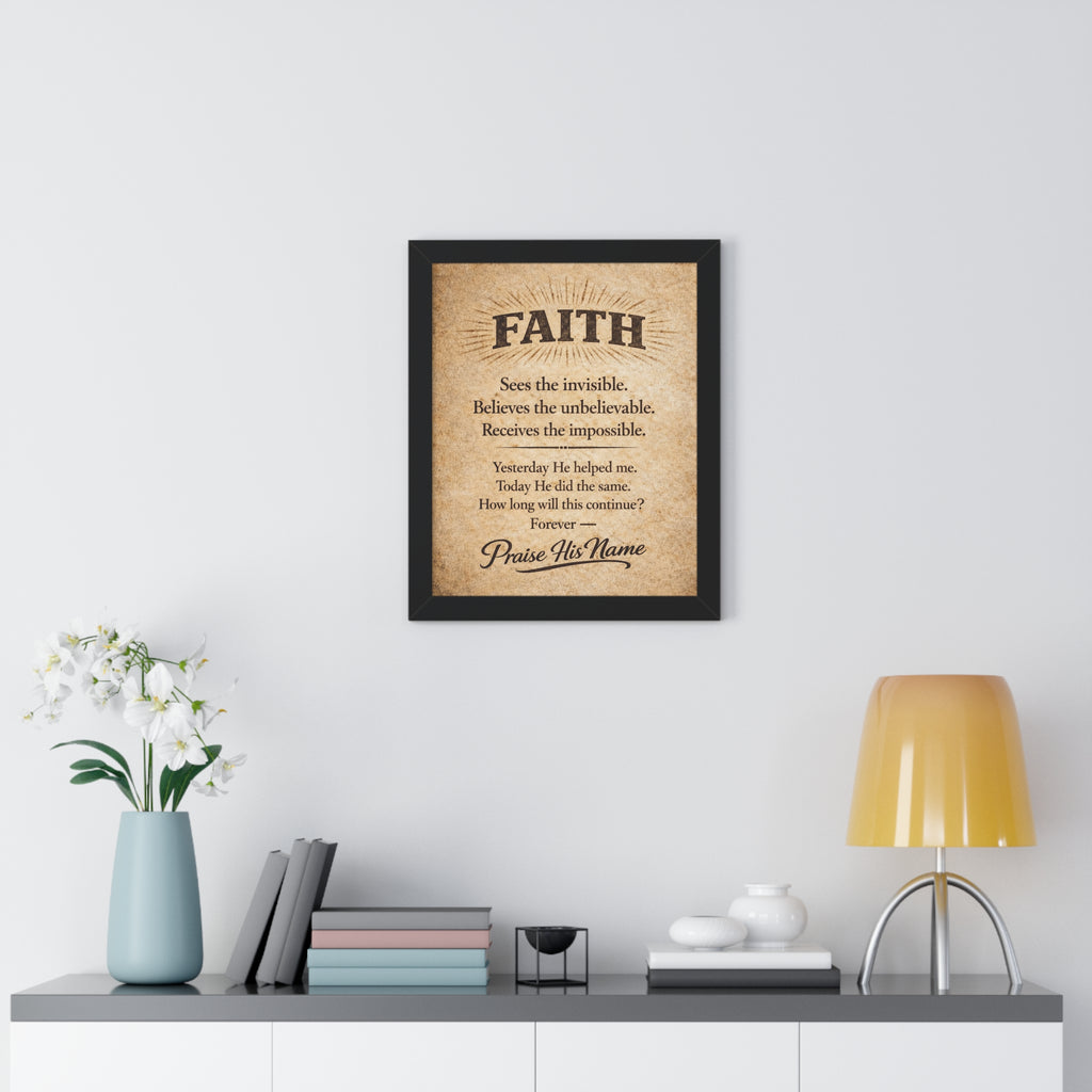 Christian Wall Art | FAITH Sees the Invisible | Vintage Faith Poster | Stormy Meadow