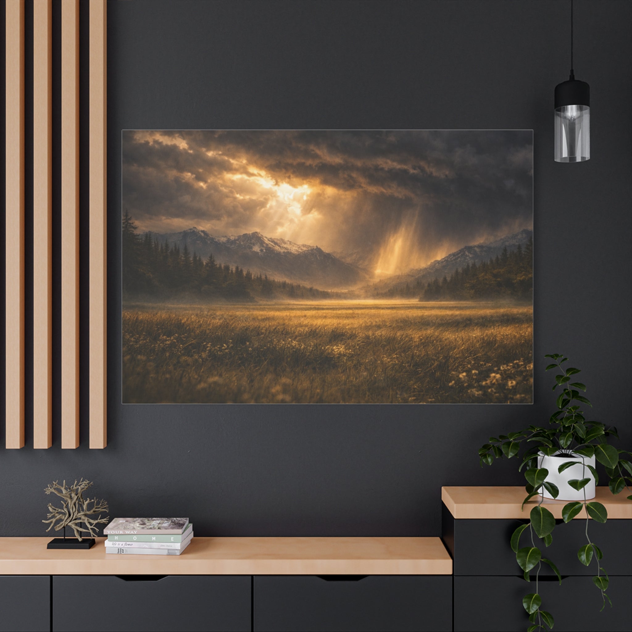 Stormy Meadow Wall Art | "Where the Storm Breaks" | Motivational Canvas Print | Fine Art