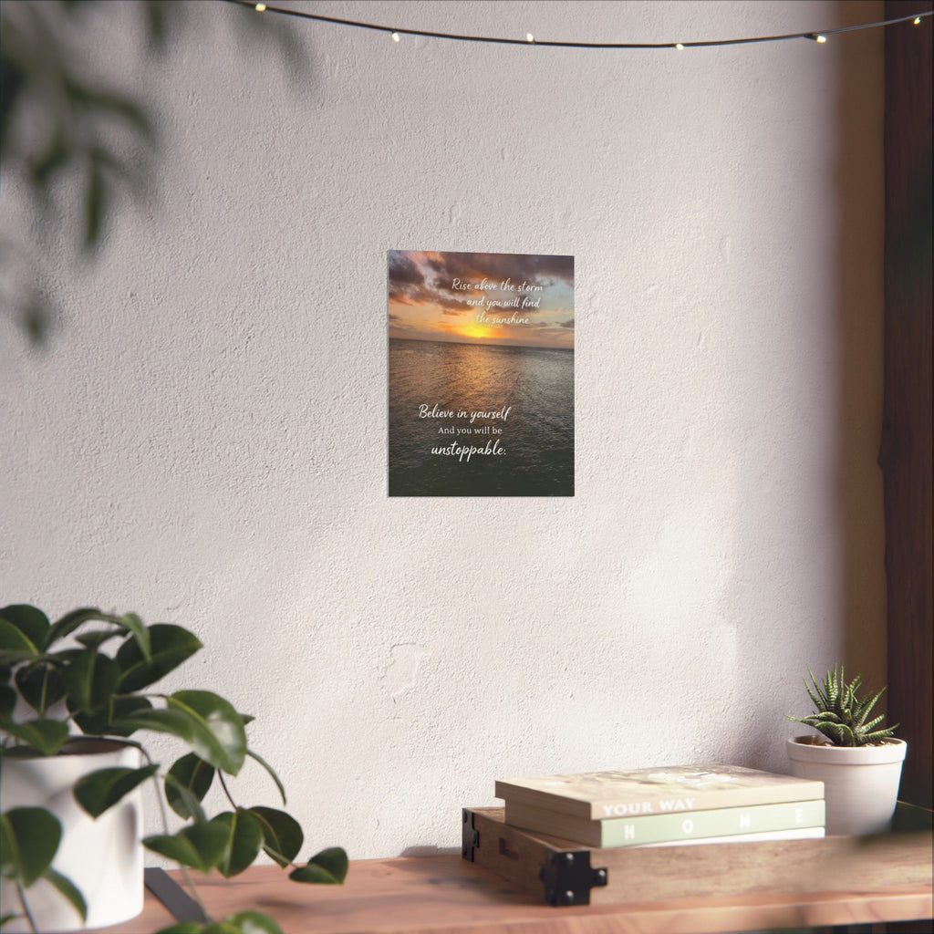 Motivational Poster | Rise Above the Storm | Inspirational Wall Art | Stormy Meadow