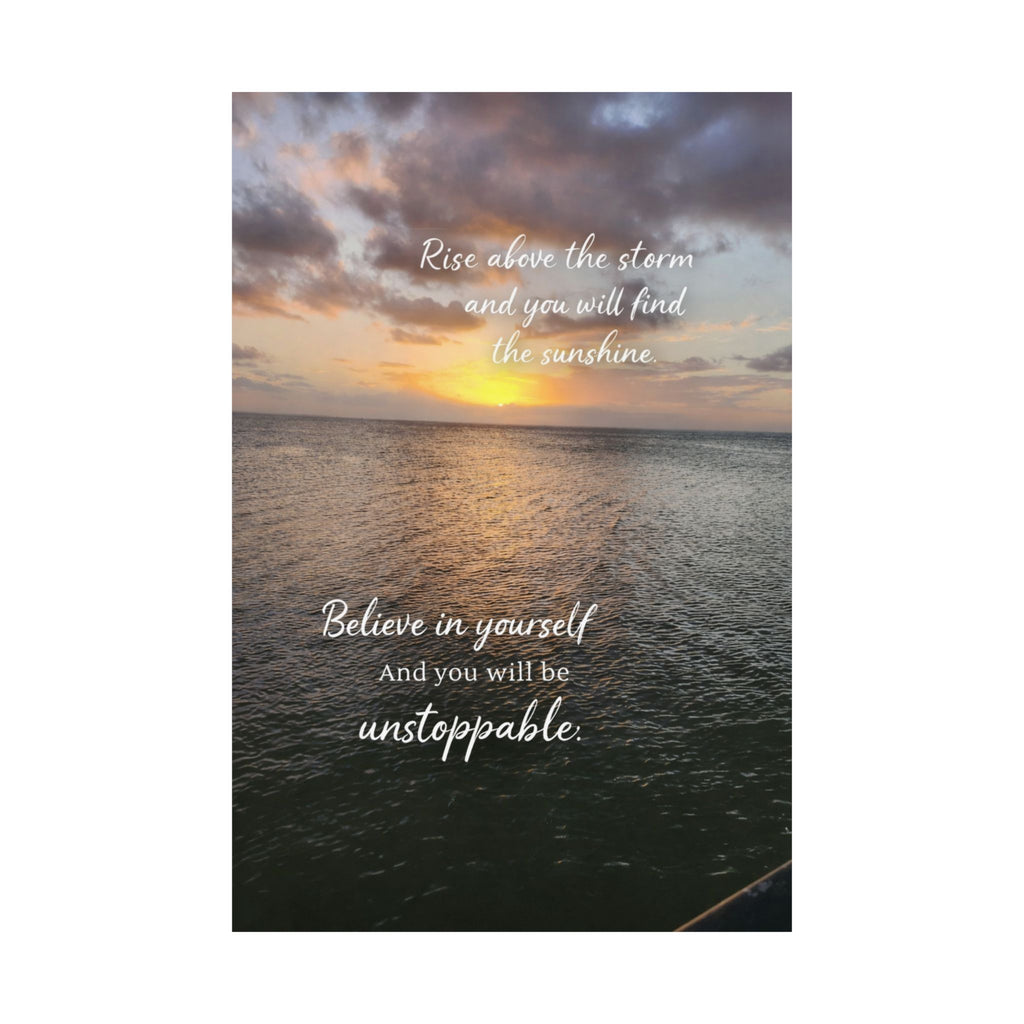 Motivational Poster | Rise Above the Storm | Inspirational Wall Art | Stormy Meadow