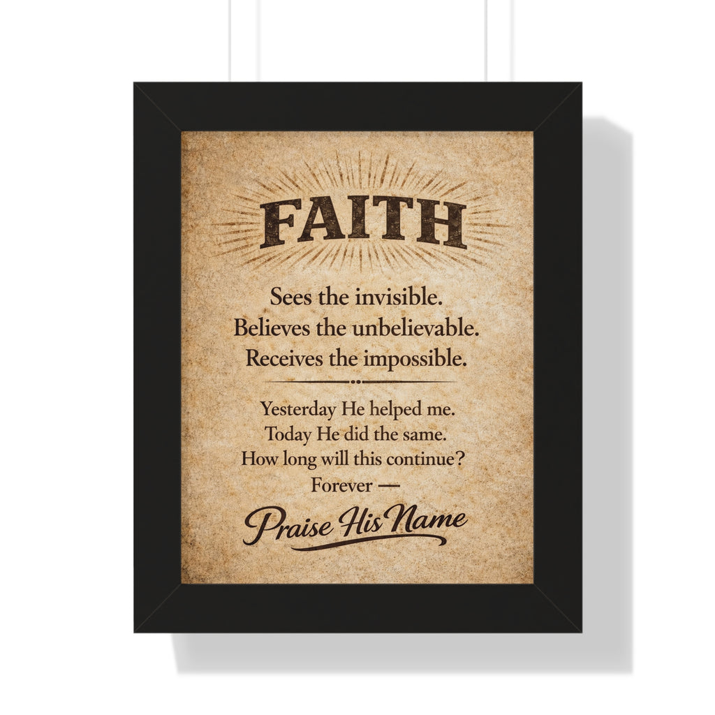 Christian Wall Art | FAITH Sees the Invisible | Vintage Faith Poster | Stormy Meadow