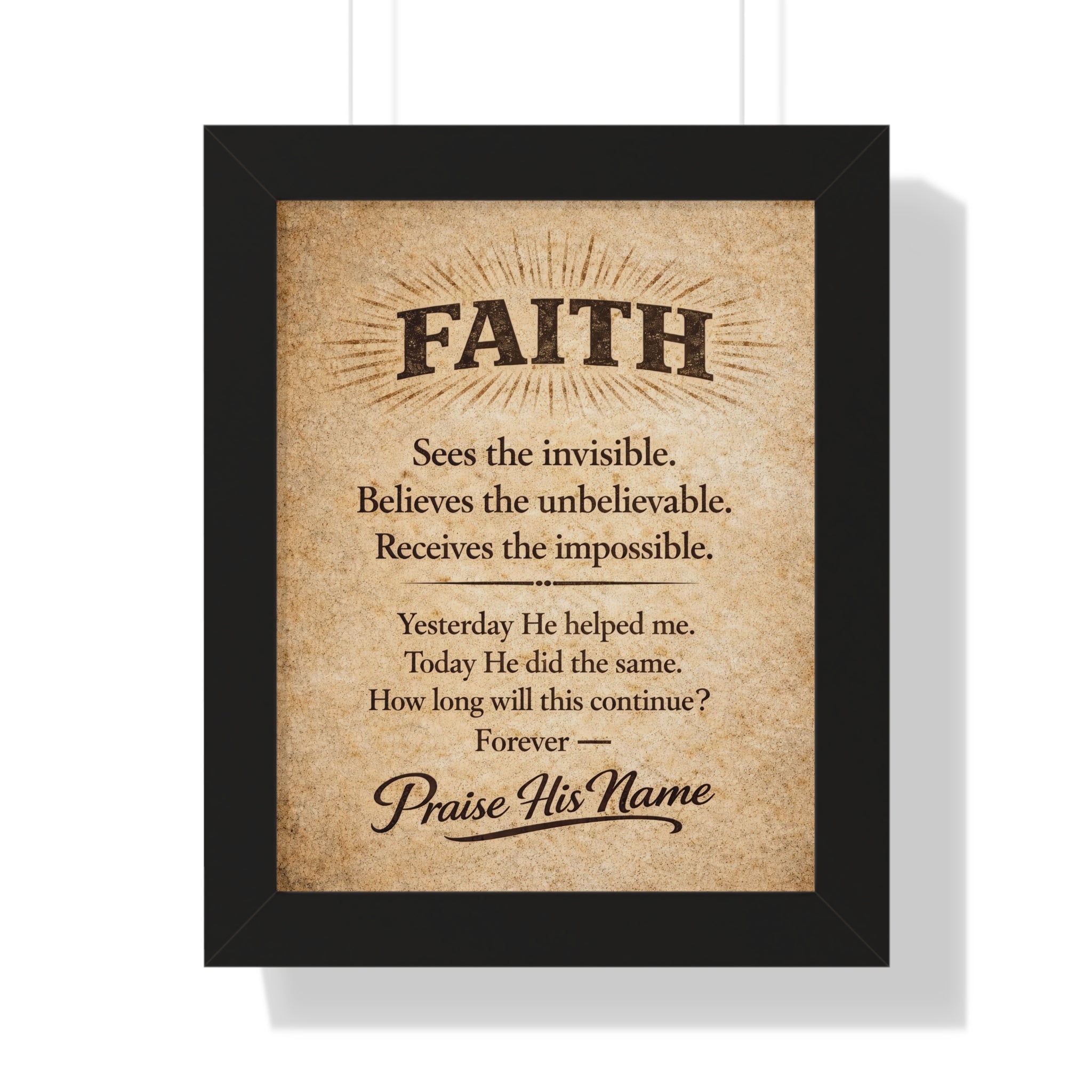 Christian Wall Art | FAITH Sees the Invisible | Vintage Faith Poster | Stormy Meadow