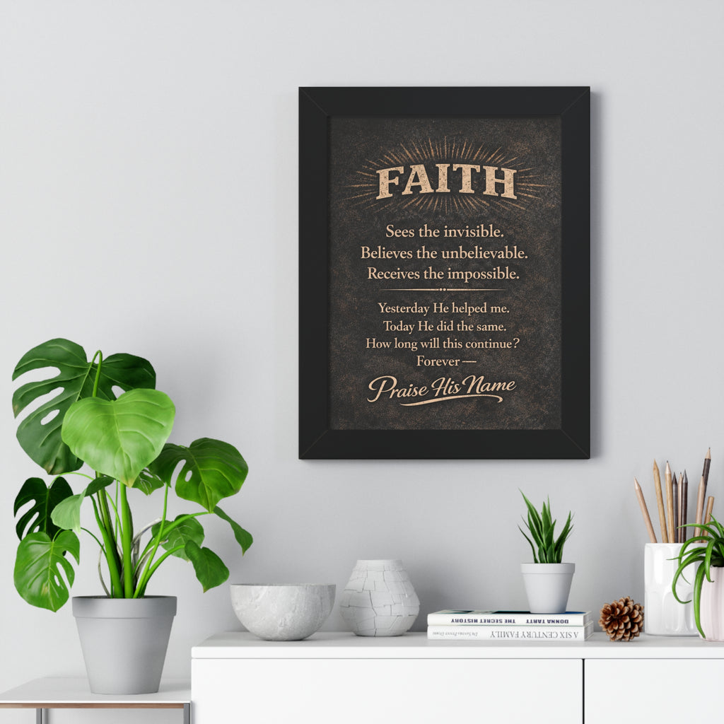 Christian Wall Art | FAITH Sees the Invisible | Masculine Faith Poster | Stormy Meadow