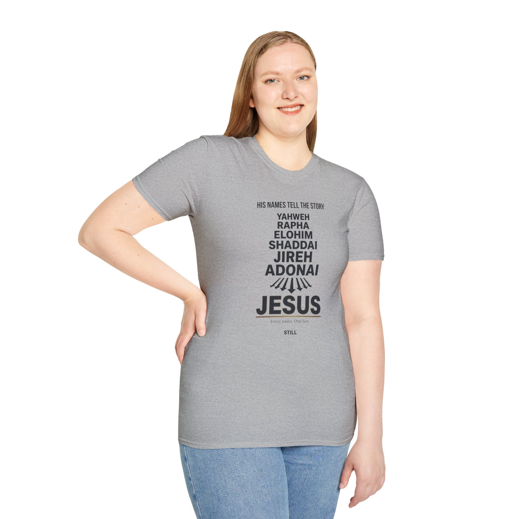 Christian Jesus Names T-Shirt — 'His Names Tell the Story' Faith Tee