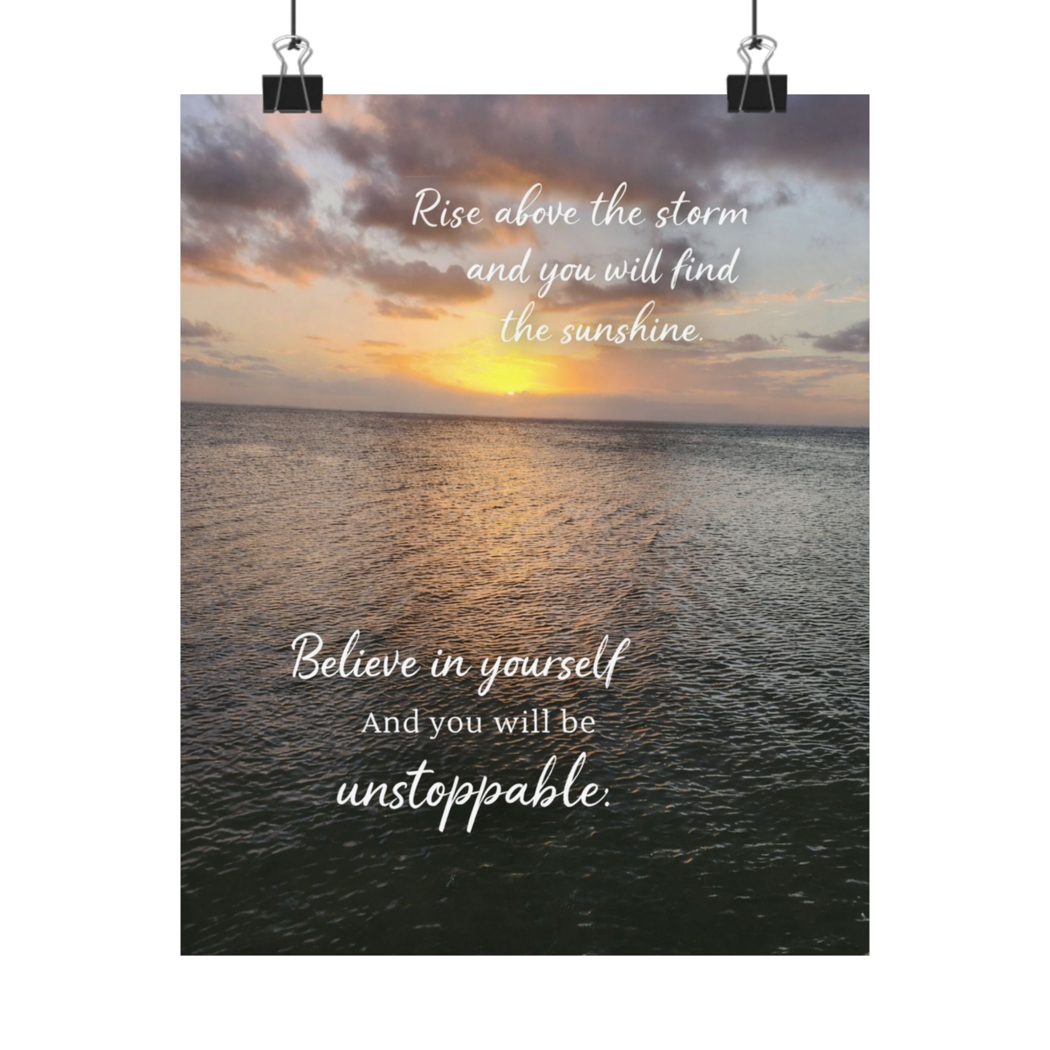 Motivational Poster | Rise Above the Storm | Inspirational Wall Art | Stormy Meadow