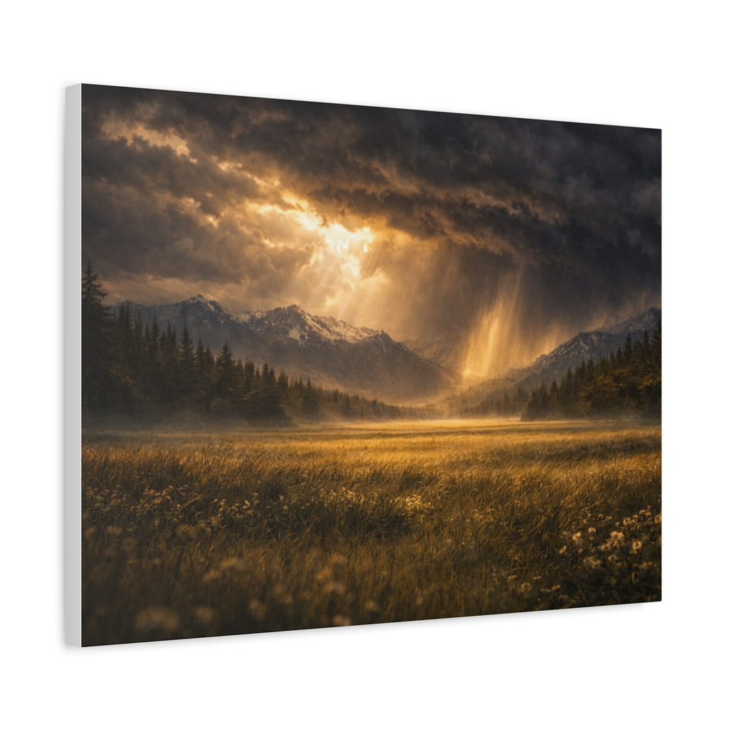 Stormy Meadow Wall Art | "Where the Storm Breaks" | Motivational Canvas Print | Fine Art