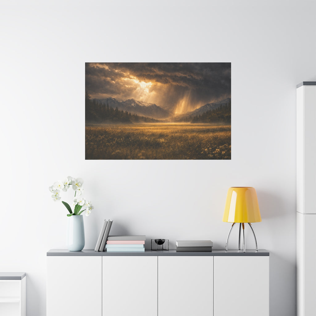 Stormy Meadow Wall Art | "Where the Storm Breaks" | Motivational Canvas Print | Fine Art