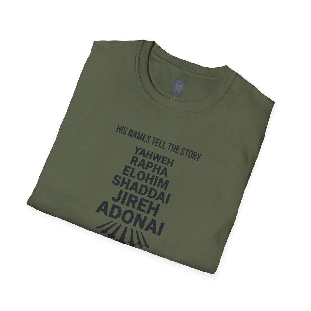 Christian Jesus Names T-Shirt — 'His Names Tell the Story' Faith Tee