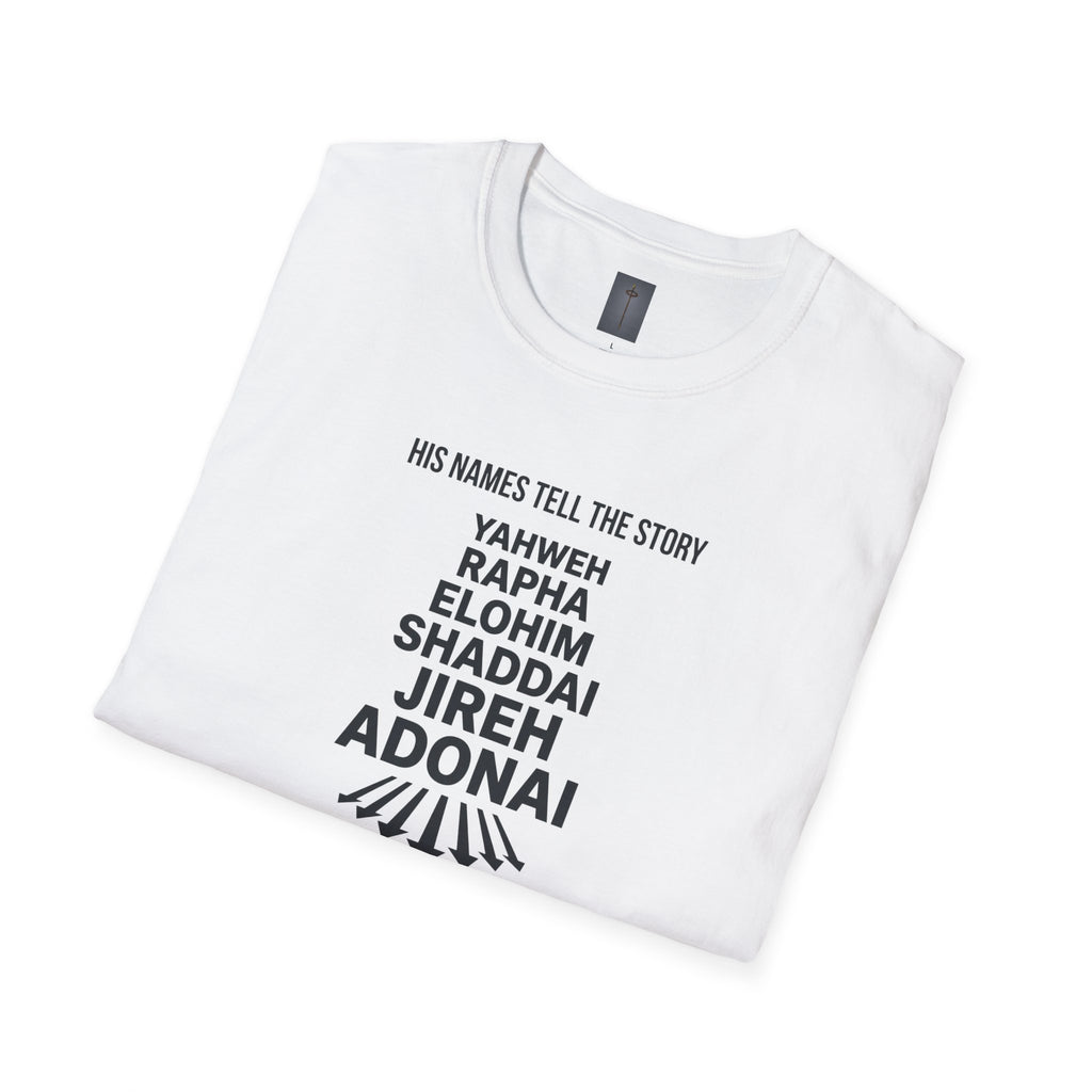 Christian Jesus Names T-Shirt — 'His Names Tell the Story' Faith Tee