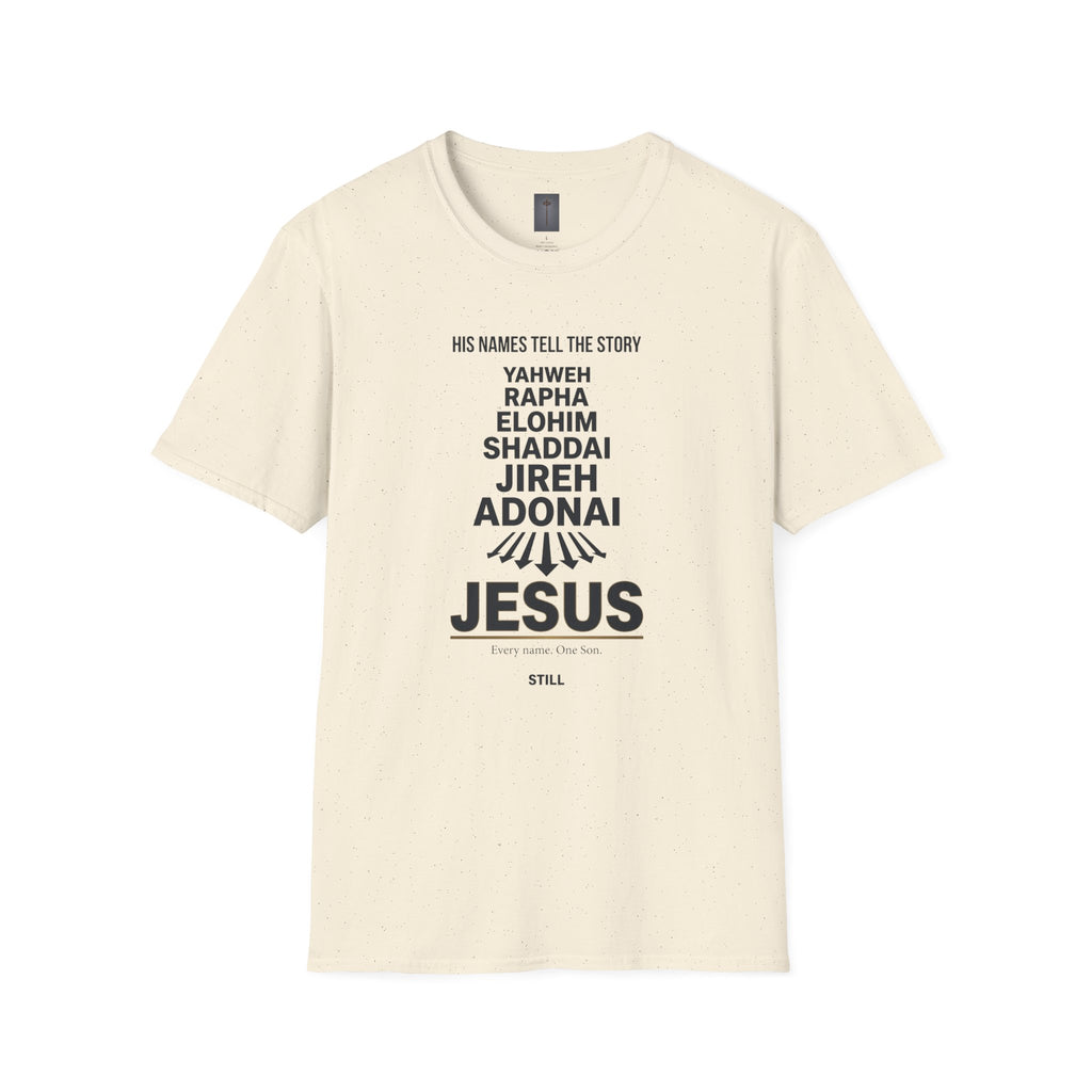 Christian Jesus Names T-Shirt — 'His Names Tell the Story' Faith Tee
