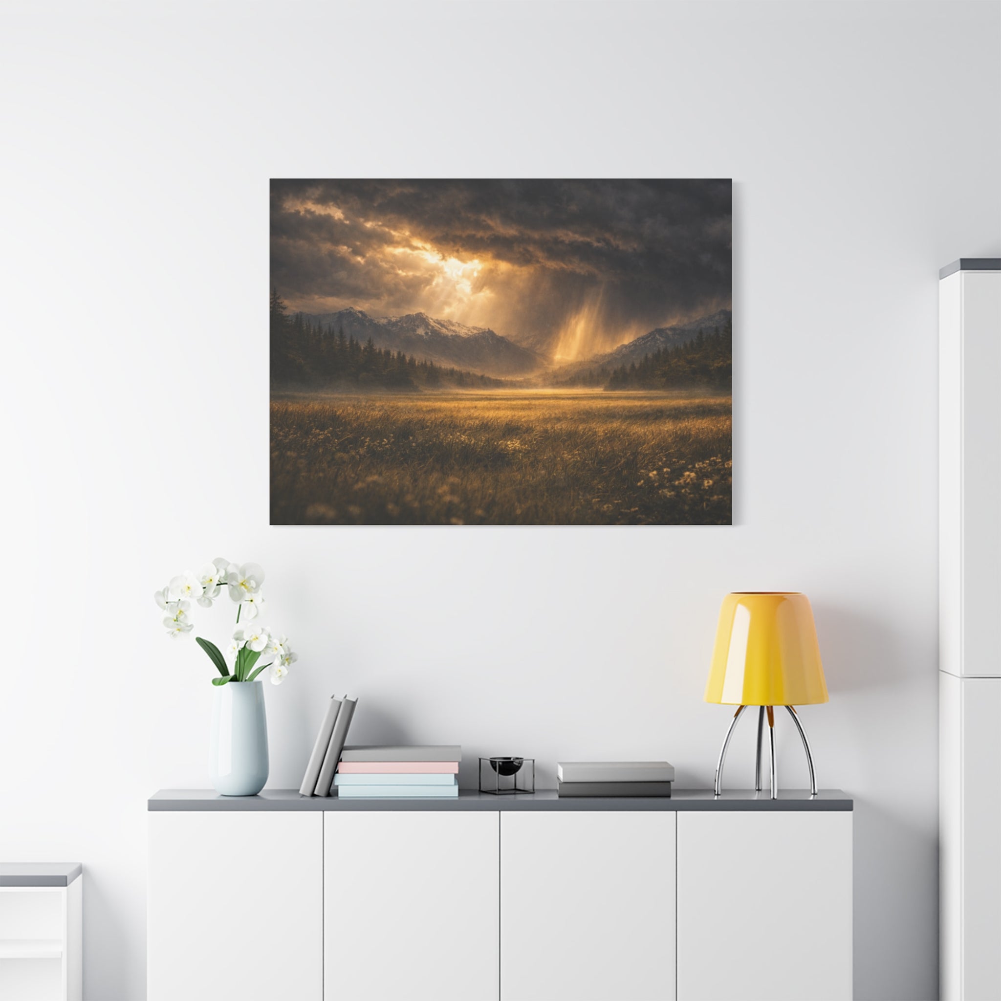 Stormy Meadow Wall Art | "Where the Storm Breaks" | Motivational Canvas Print | Fine Art