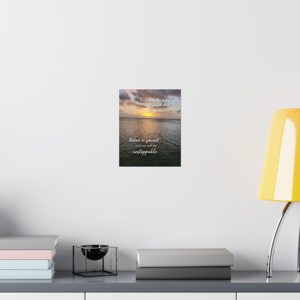 Motivational Poster | Rise Above the Storm | Inspirational Wall Art | Stormy Meadow