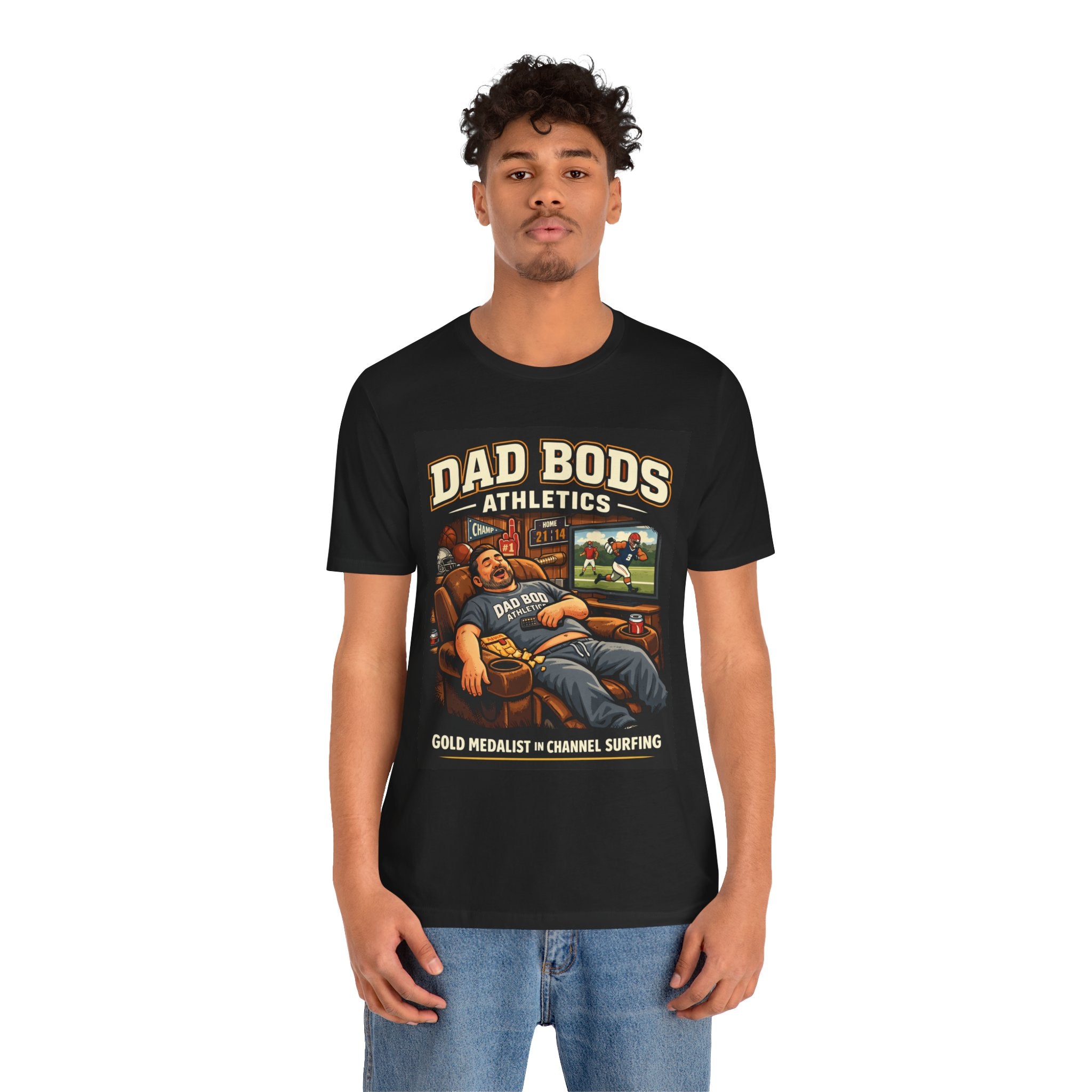Funny Dad Shirt | Gold Medalist in Channel Surfing | Dad Bods Athletics | Father's Day Gift