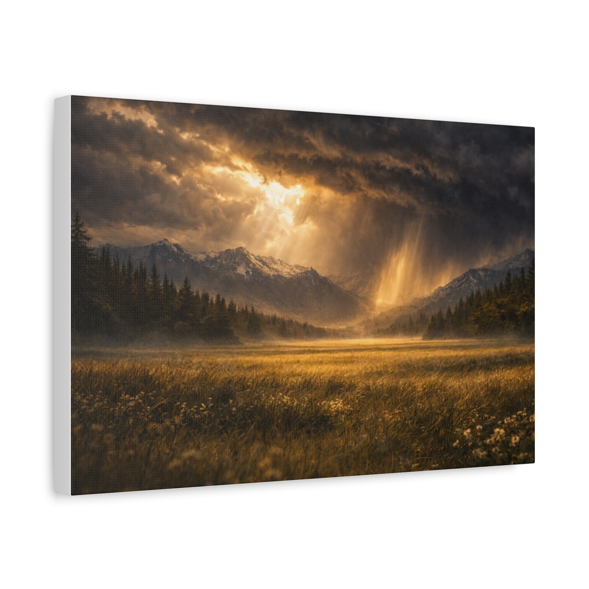 Stormy Meadow Wall Art | "Where the Storm Breaks" | Motivational Canvas Print | Fine Art
