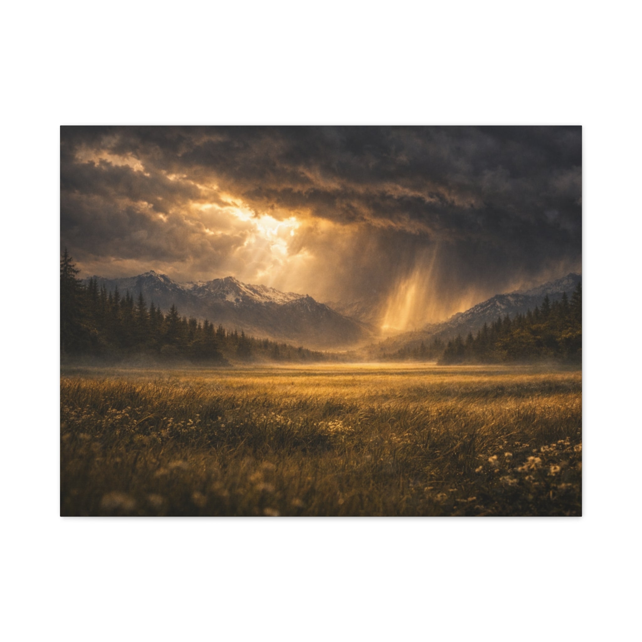 Stormy Meadow Wall Art | "Where the Storm Breaks" | Motivational Canvas Print | Fine Art