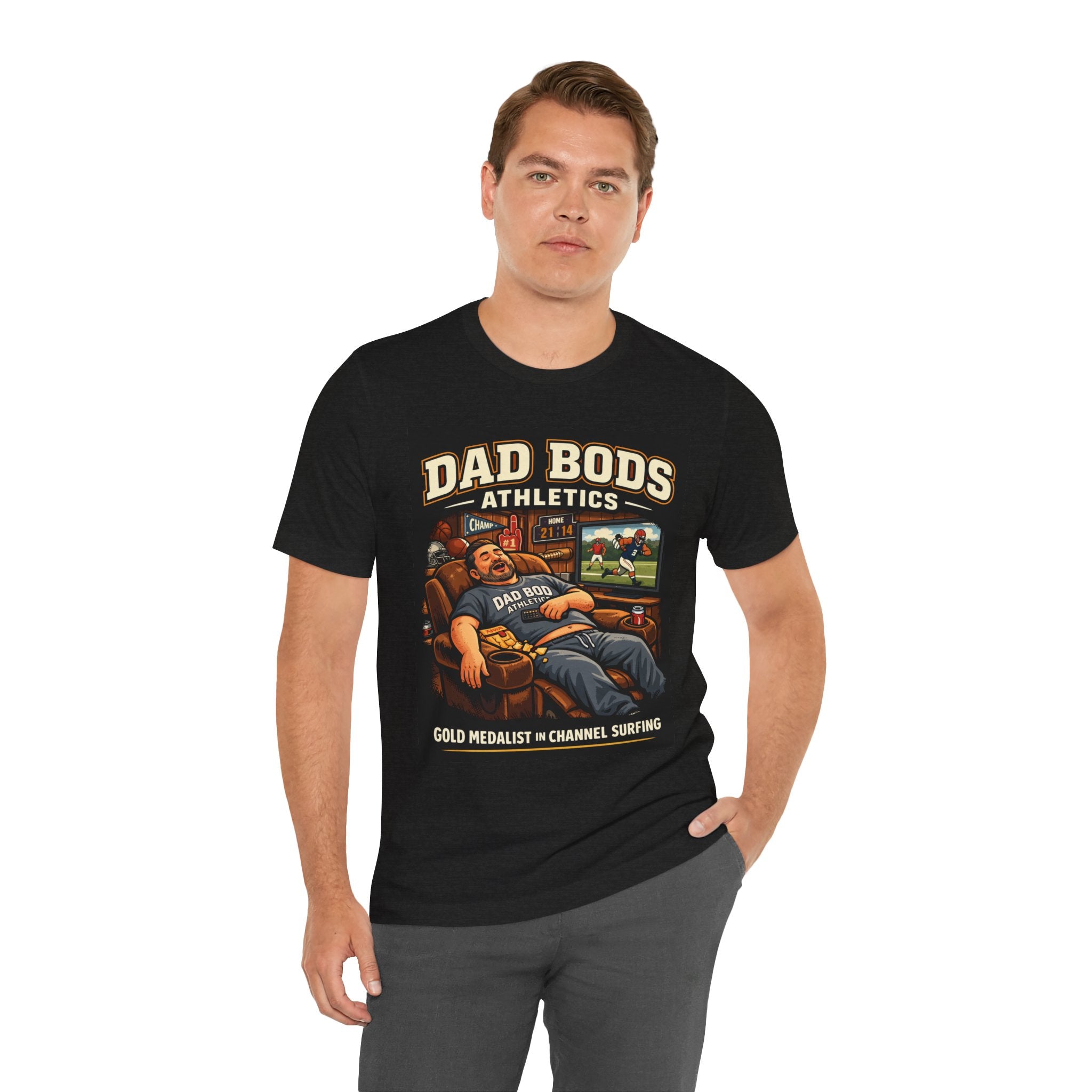Funny Dad Shirt | Gold Medalist in Channel Surfing | Dad Bods Athletics | Father's Day Gift