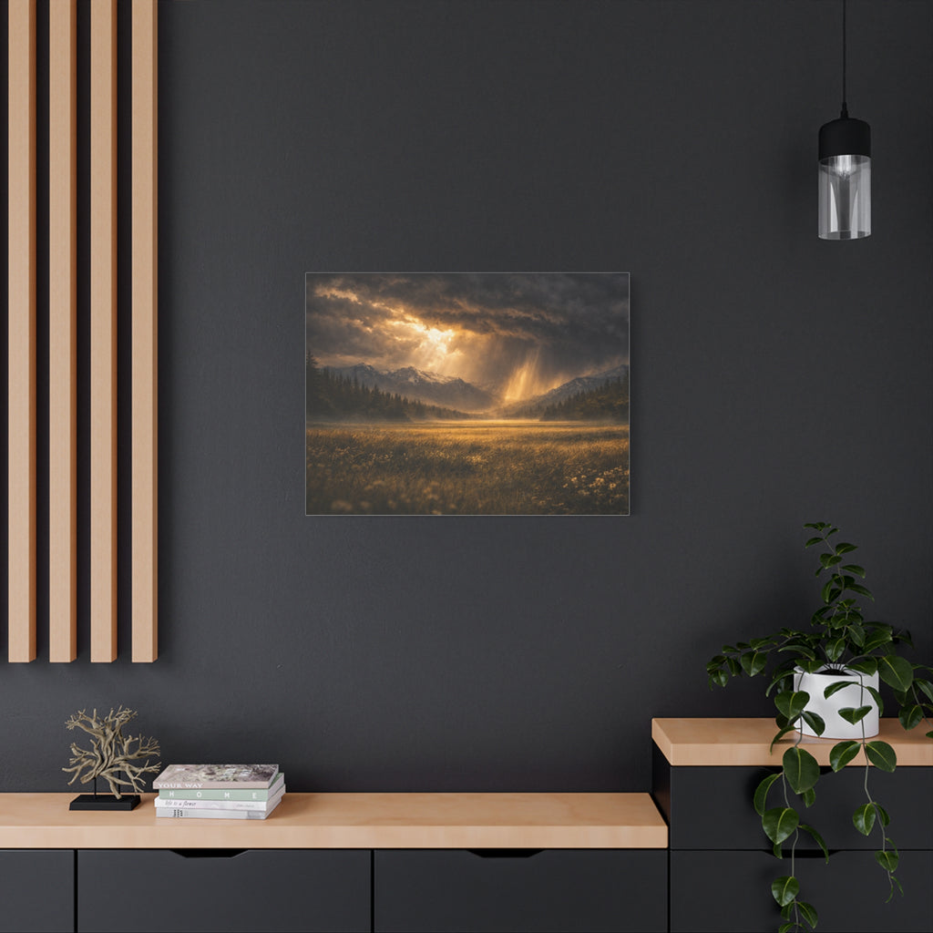 Stormy Meadow Wall Art | "Where the Storm Breaks" | Motivational Canvas Print | Fine Art