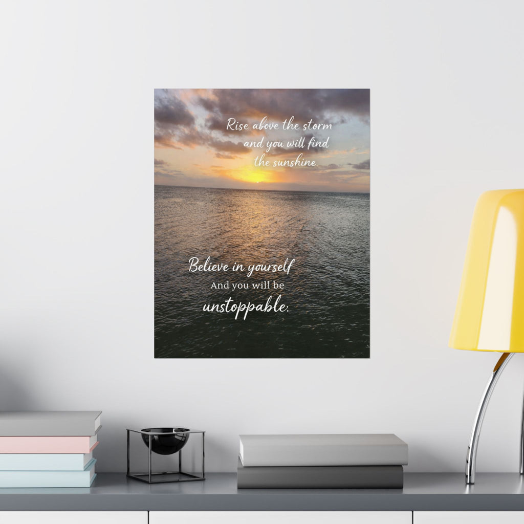Motivational Poster | Rise Above the Storm | Inspirational Wall Art | Stormy Meadow