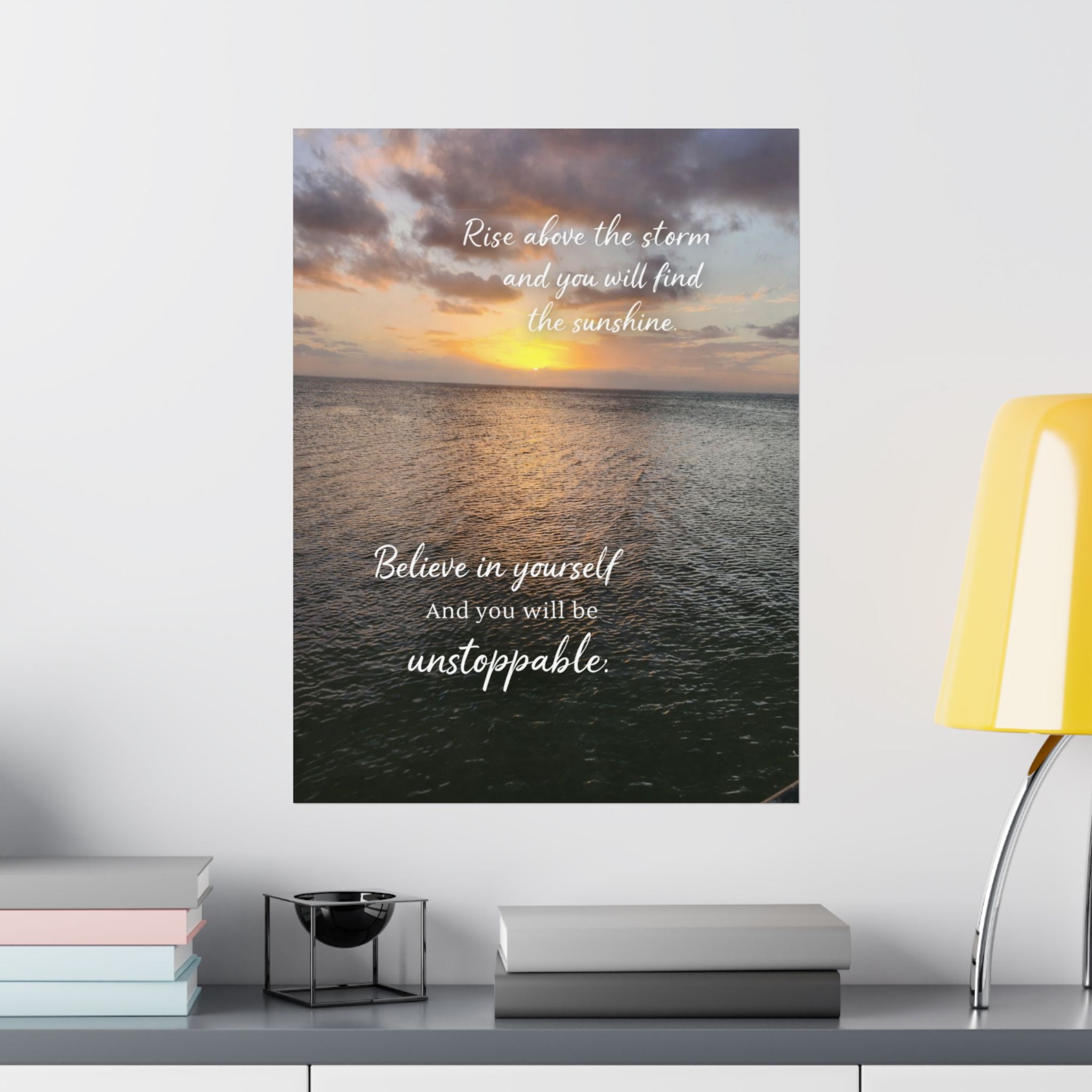 Motivational Poster | Rise Above the Storm | Inspirational Wall Art | Stormy Meadow