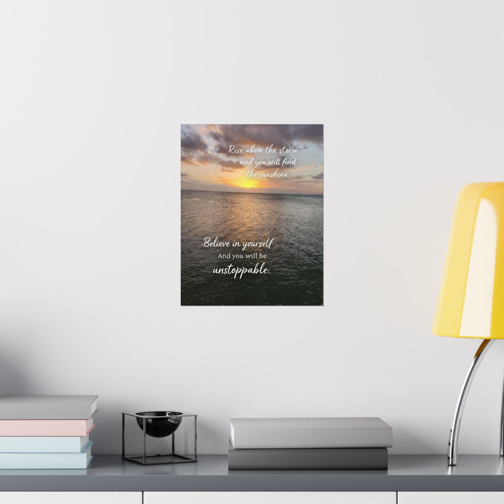 Motivational Poster | Rise Above the Storm | Inspirational Wall Art | Stormy Meadow