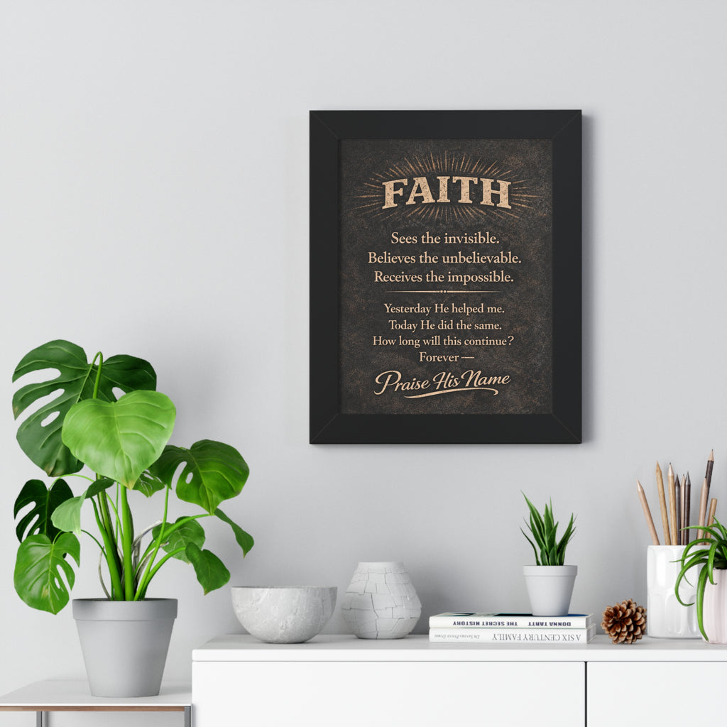 Christian Wall Art | FAITH Sees the Invisible | Masculine Faith Poster | Stormy Meadow
