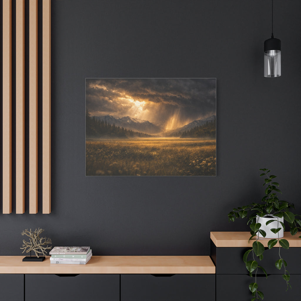 Stormy Meadow Wall Art | "Where the Storm Breaks" | Motivational Canvas Print | Fine Art