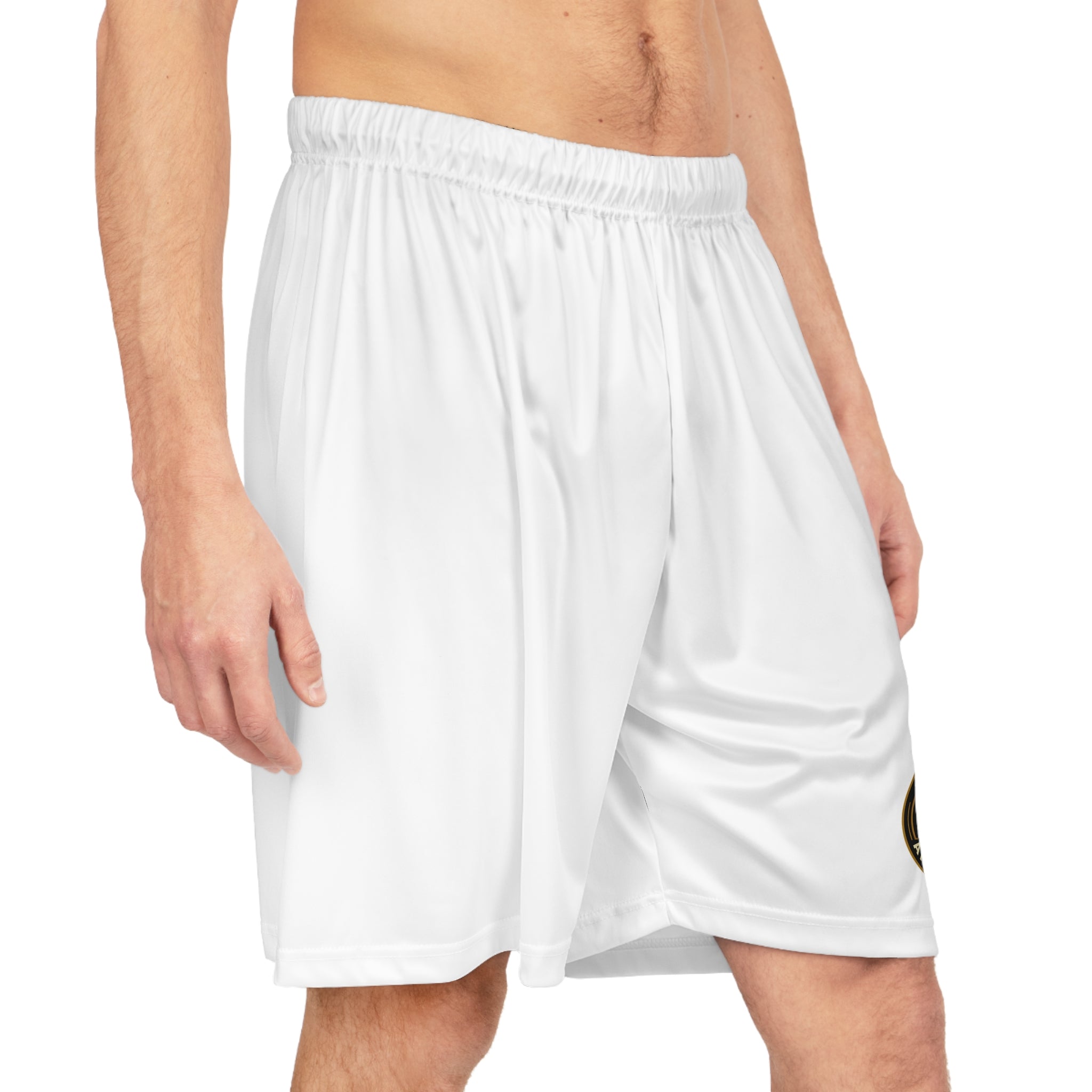 DBA round monogram left leg, Basketball Shorts (AOP)