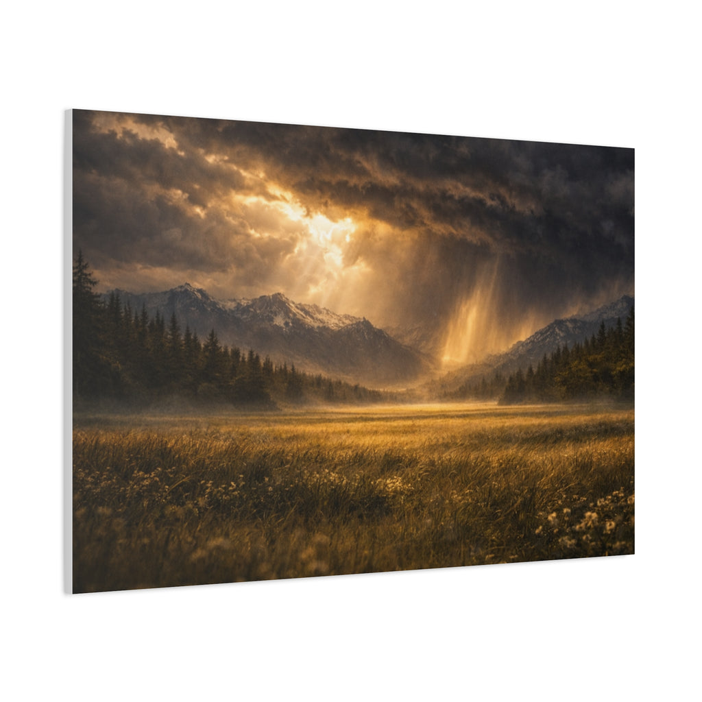 Stormy Meadow Wall Art | "Where the Storm Breaks" | Motivational Canvas Print | Fine Art