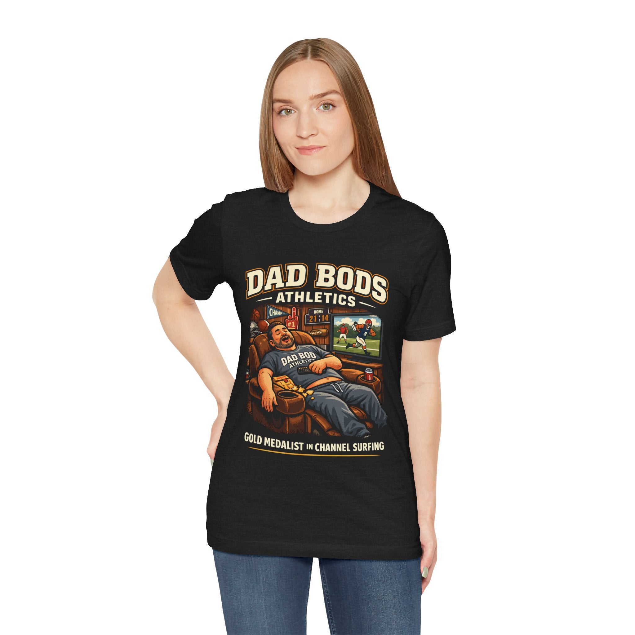 Funny Dad Shirt | Gold Medalist in Channel Surfing | Dad Bods Athletics | Father's Day Gift