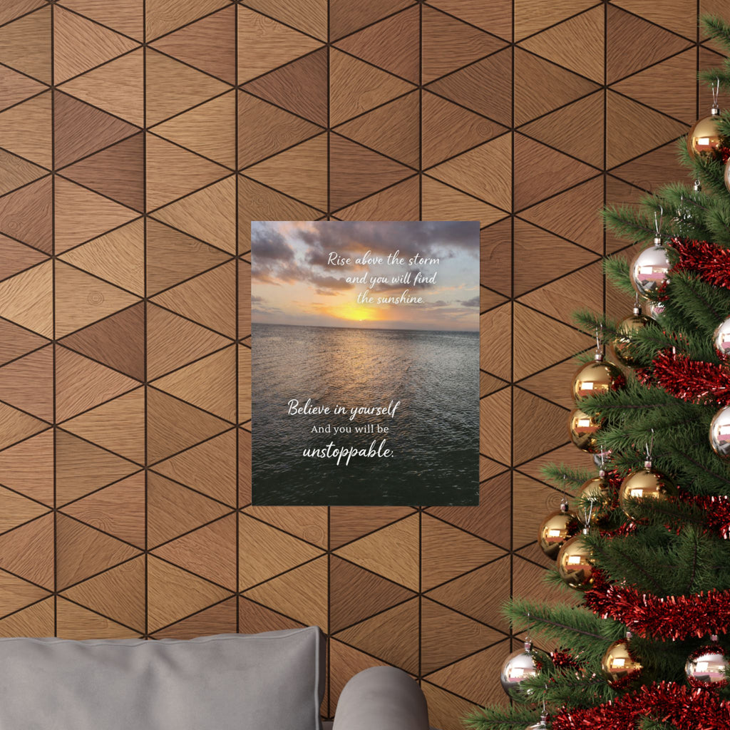Motivational Poster | Rise Above the Storm | Inspirational Wall Art | Stormy Meadow
