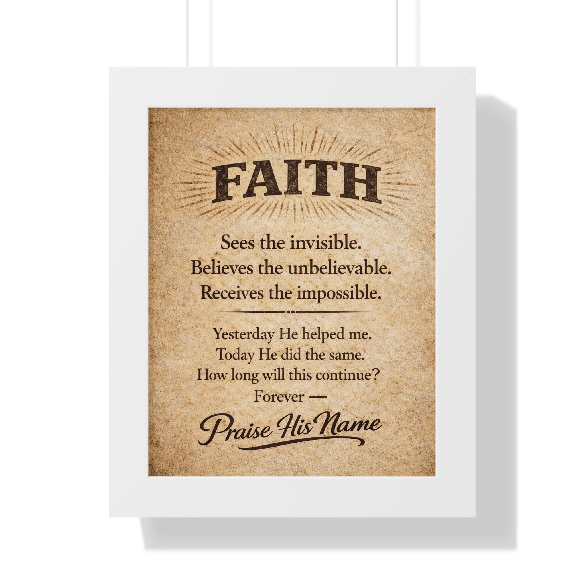 Christian Wall Art | FAITH Sees the Invisible | Vintage Faith Poster | Stormy Meadow