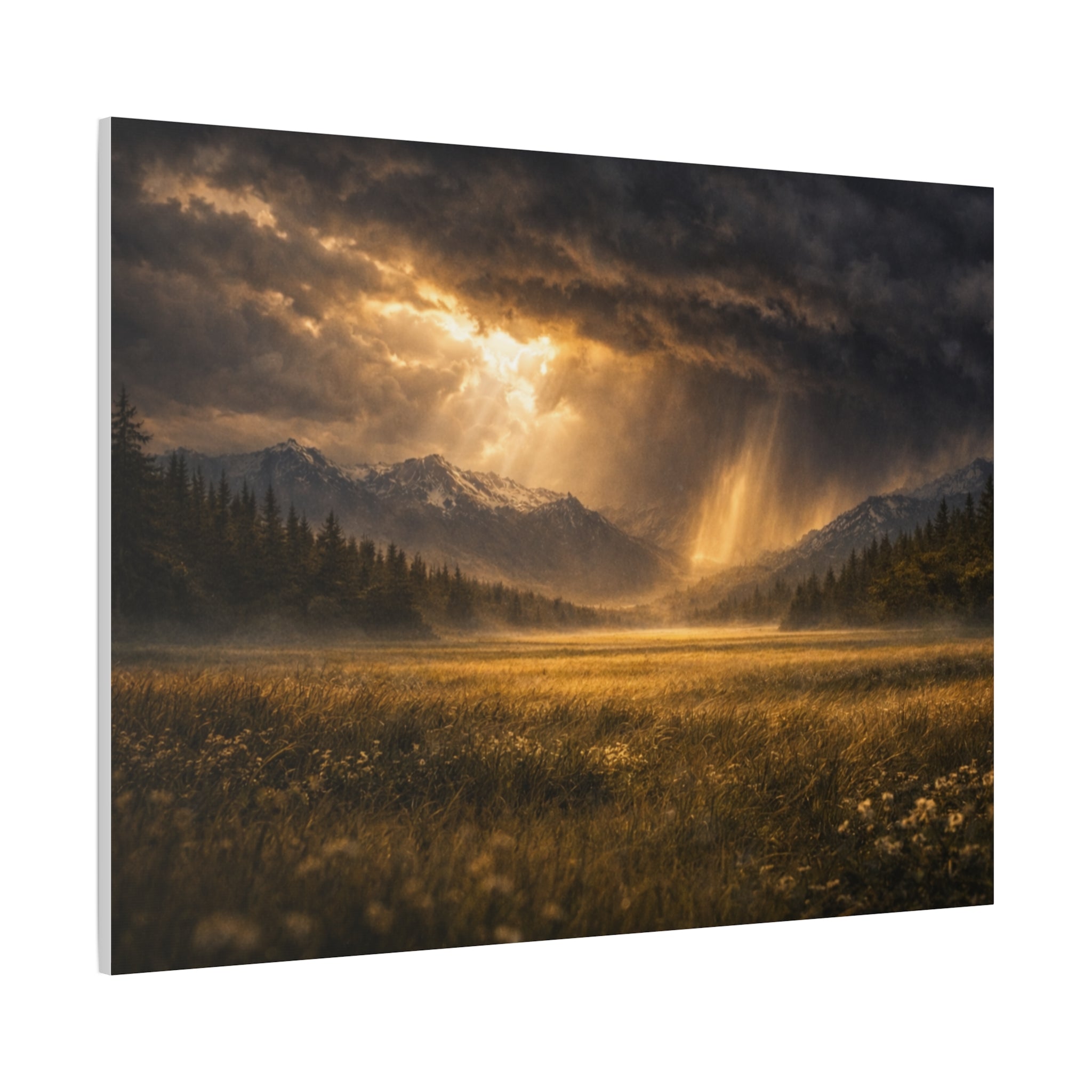 Stormy Meadow Wall Art | "Where the Storm Breaks" | Motivational Canvas Print | Fine Art