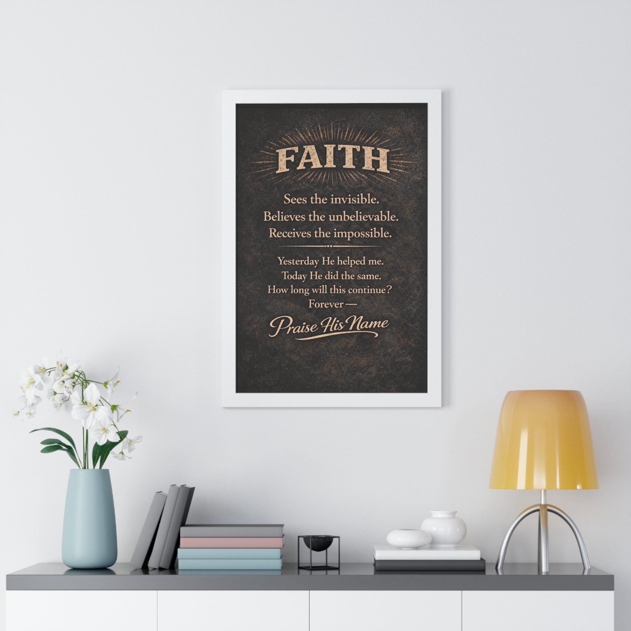 Christian Wall Art | FAITH Sees the Invisible | Masculine Faith Poster | Stormy Meadow