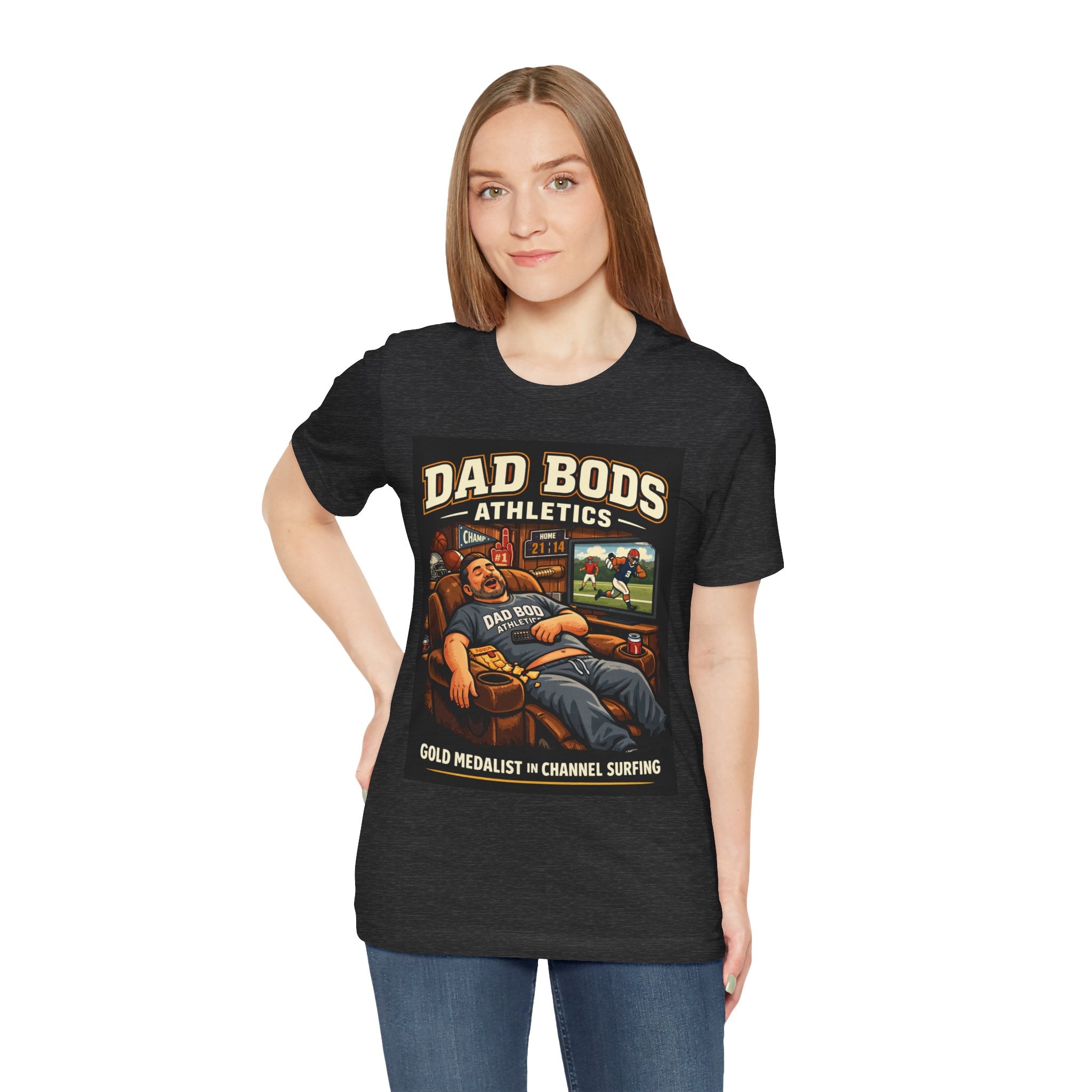 Funny Dad Shirt | Gold Medalist in Channel Surfing | Dad Bods Athletics | Father's Day Gift