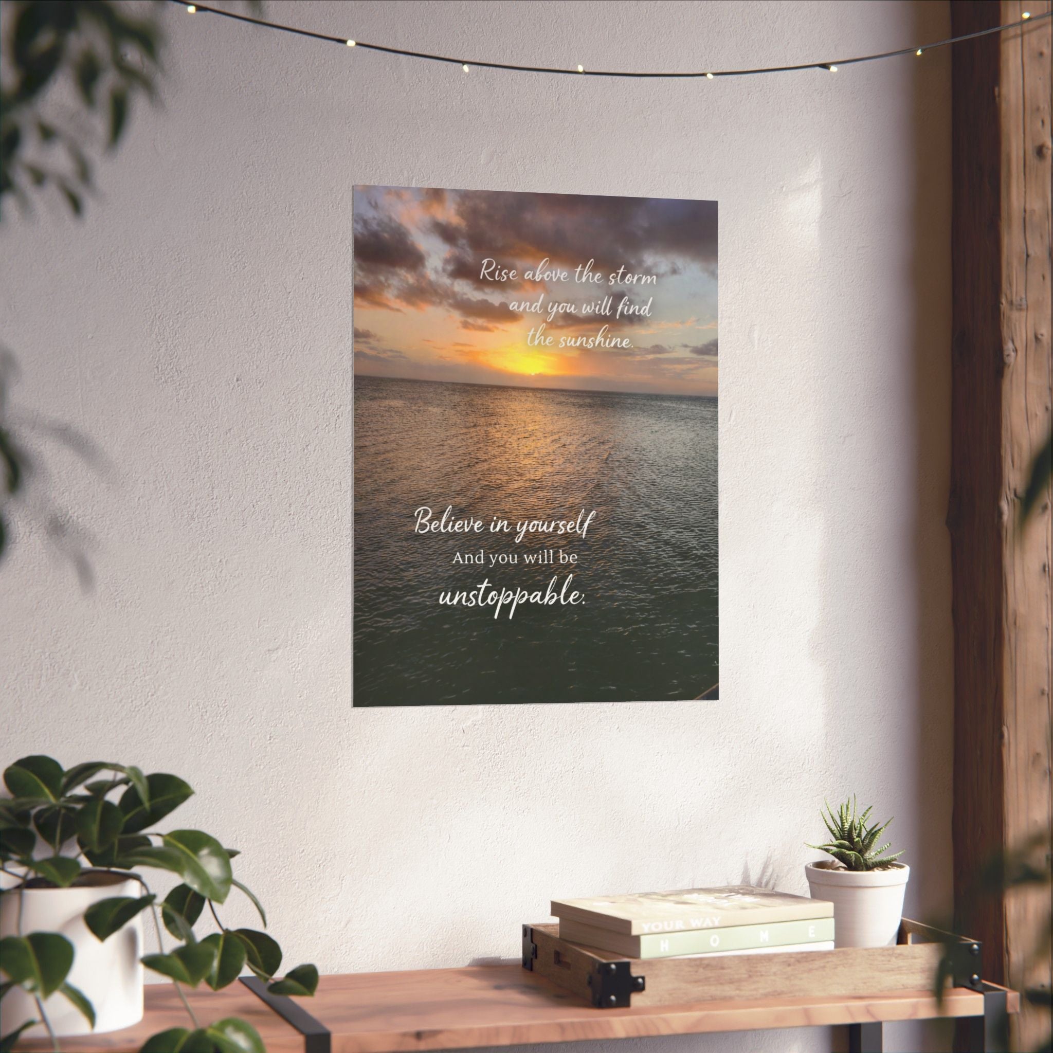 Motivational Poster | Rise Above the Storm | Inspirational Wall Art | Stormy Meadow