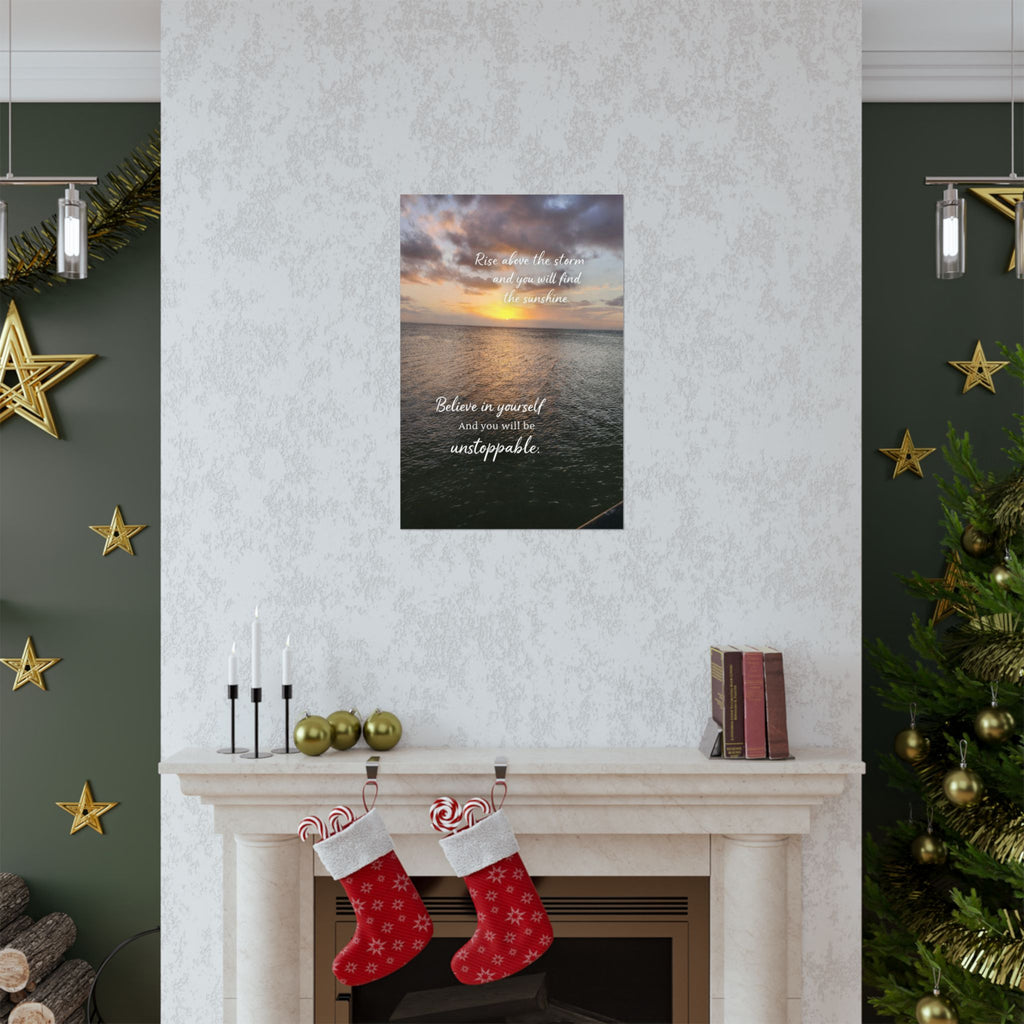 Motivational Poster | Rise Above the Storm | Inspirational Wall Art | Stormy Meadow