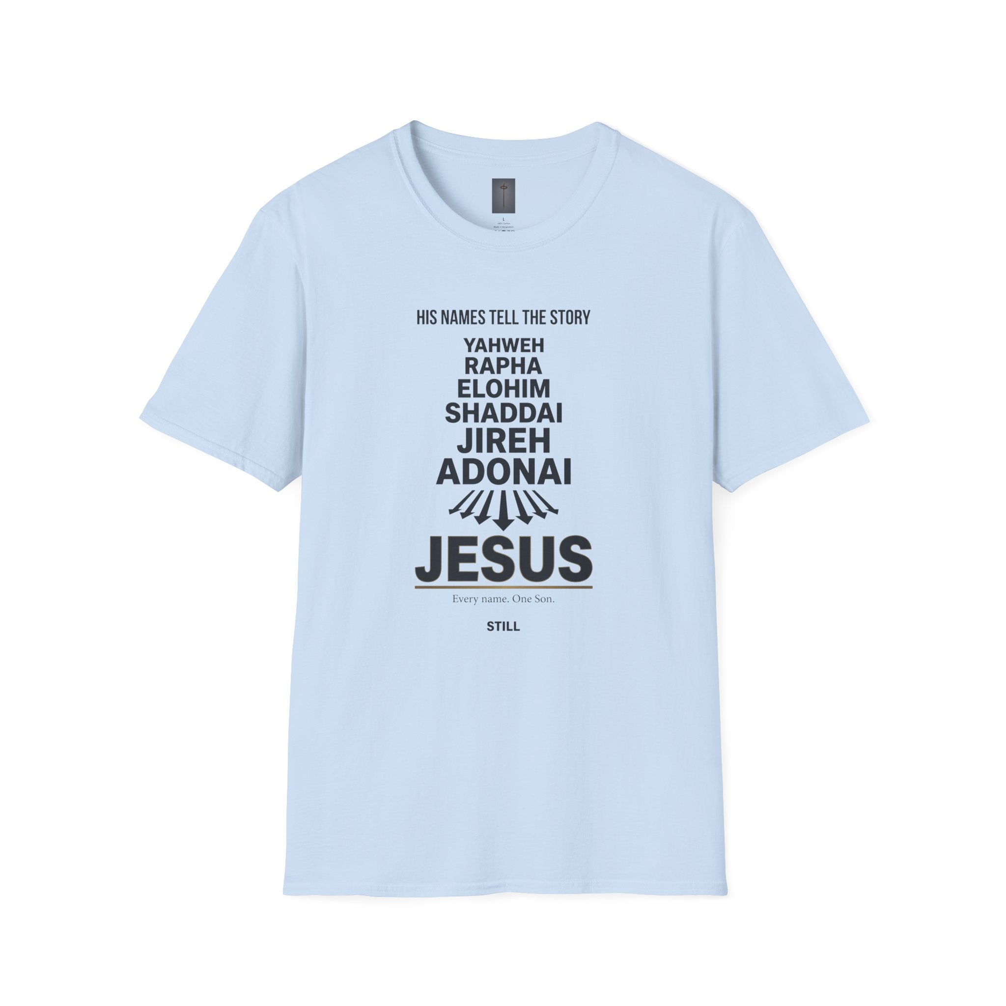 Christian Jesus Names T-Shirt — 'His Names Tell the Story' Faith Tee