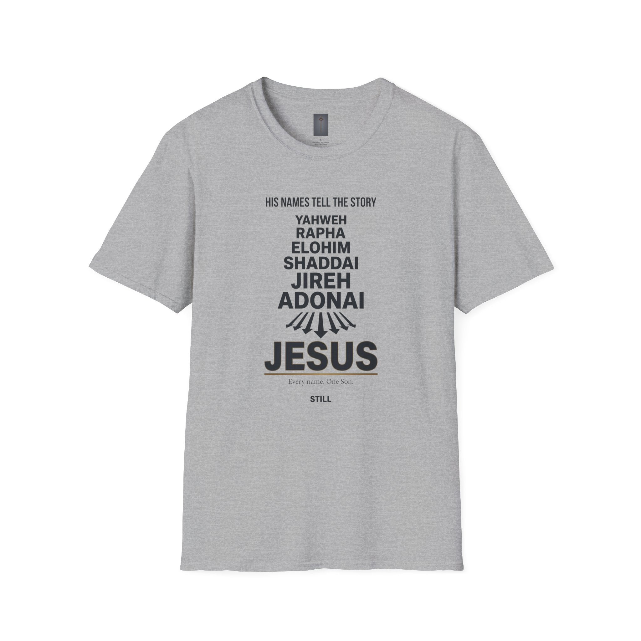 Christian Jesus Names T-Shirt — 'His Names Tell the Story' Faith Tee