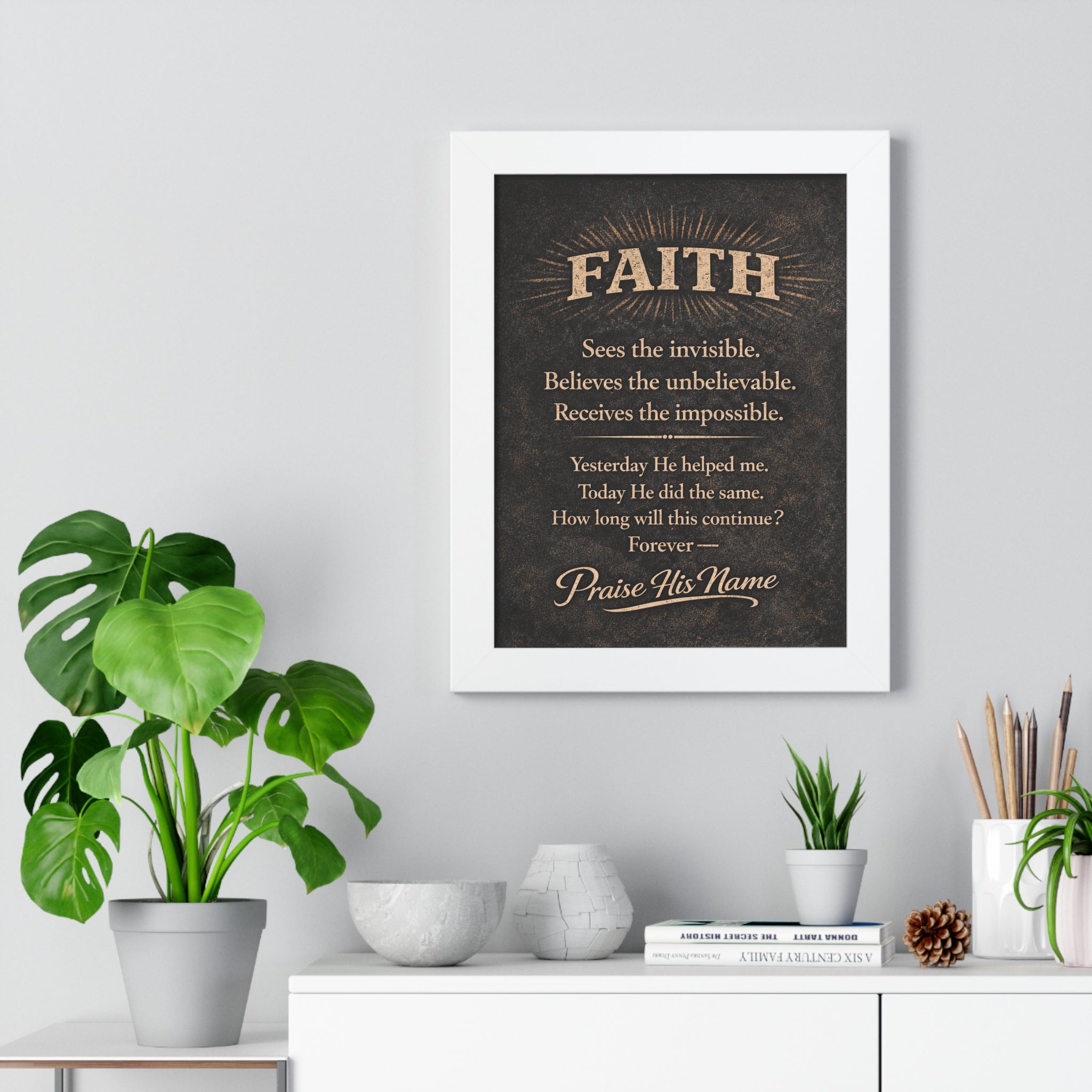 Christian Wall Art | FAITH Sees the Invisible | Masculine Faith Poster | Stormy Meadow