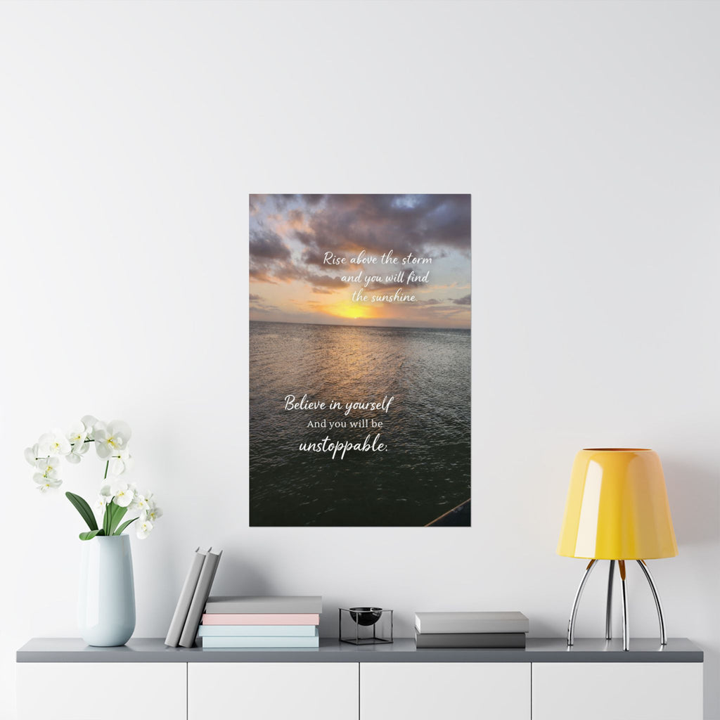 Motivational Poster | Rise Above the Storm | Inspirational Wall Art | Stormy Meadow