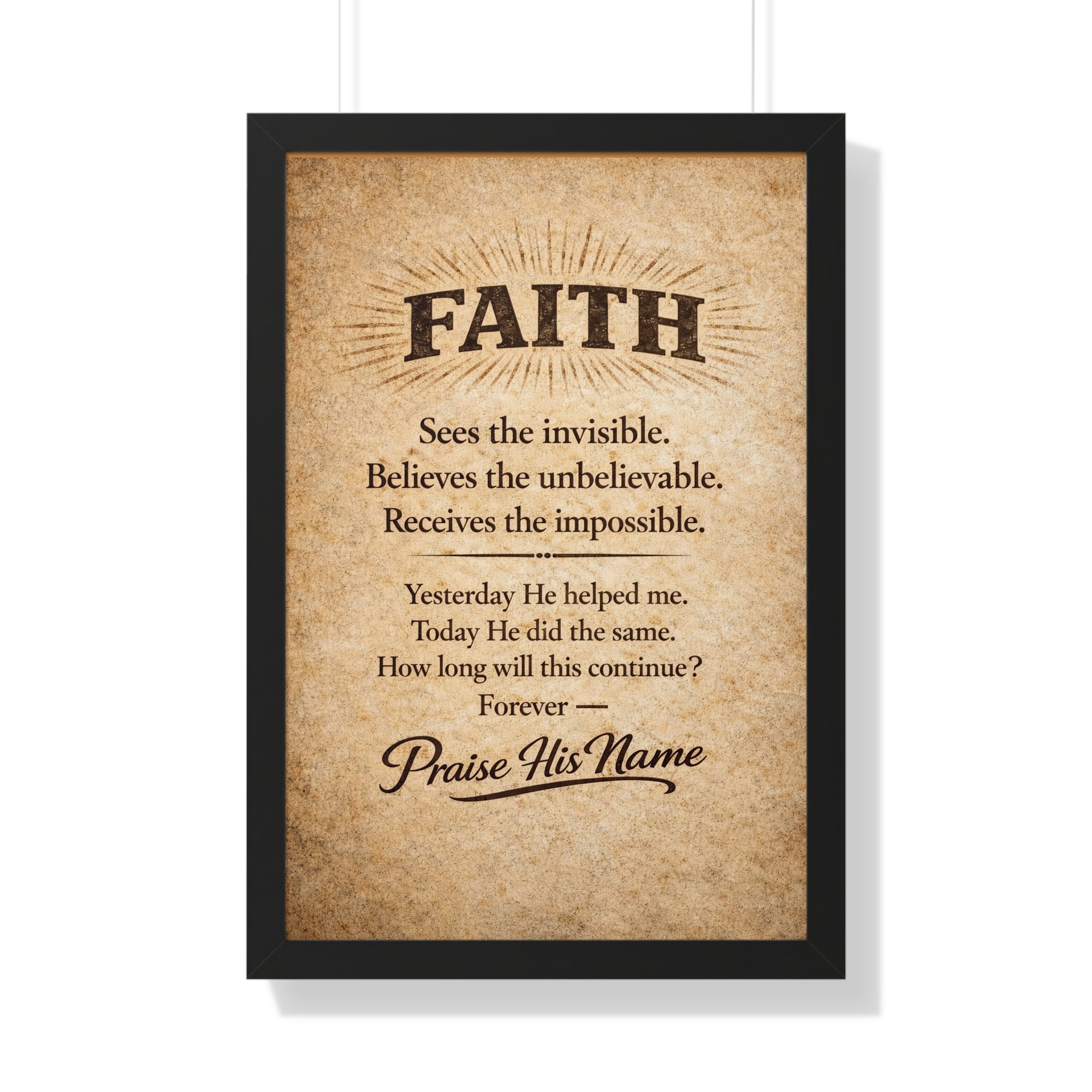 Christian Wall Art | FAITH Sees the Invisible | Vintage Faith Poster | Stormy Meadow