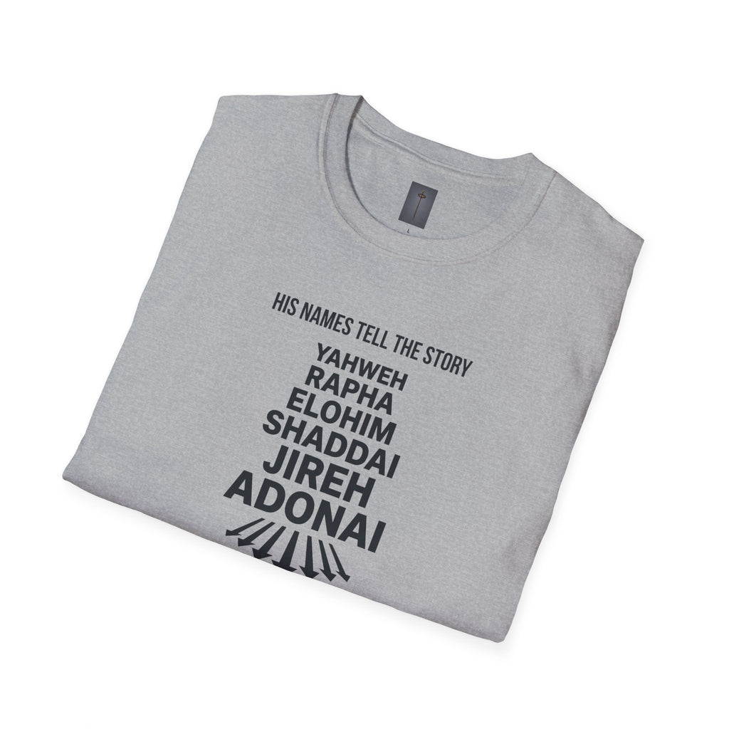 Christian Jesus Names T-Shirt — 'His Names Tell the Story' Faith Tee