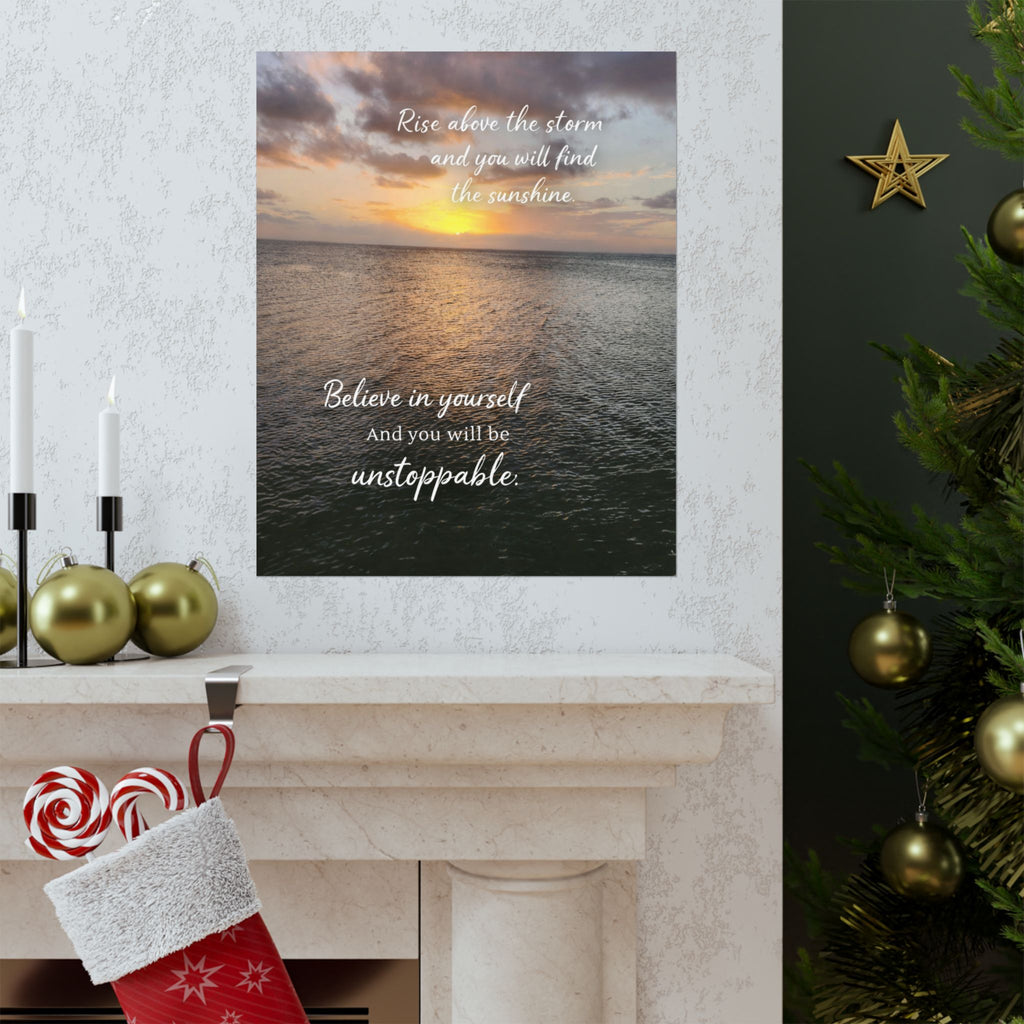 Motivational Poster | Rise Above the Storm | Inspirational Wall Art | Stormy Meadow